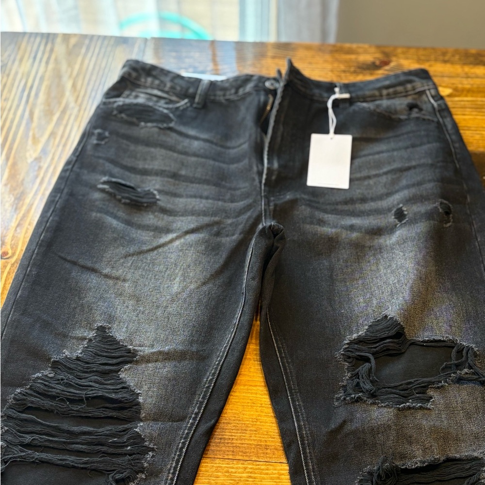 Classic Black Distressed Women Jeans